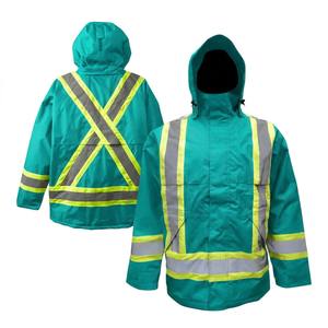 Chaqueta de Seguridad Reflectante de Alta Visibilidad con Capucha y Franjas Cruzadas en la Espalda para Ropa de Trabajo - Product Image 3