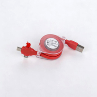 Cable de Carga USB Retráctil 3 en 1 con Estuche Transparente, Compatible con iPhone/Android Tipo-C Micro USB, Cable de Datos de Carga Rápida