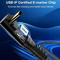 Cable USB-C 3.2 Macho-Hembra de 1.5m, Carga Rápida de 240W, 90 Grados, Transferencia de Datos 4K a 20Gbps, Trenzado de Nailon para Cámara, Computadora y Automóvil