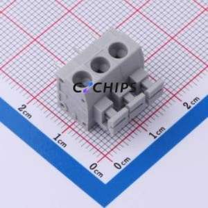 DB260-5.0-3P-GY Spring Terminal Block Through hole Component (THT),P=5mm Connector 1x3P 5mm Gray 3P - Product Image 1