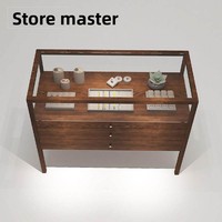 Vitrine de présentation portable en verre marron pour bijoux, lunettes, montres, amulettes bouddhistes, objets de musée, jade et or, pour salle d'étude et rangement