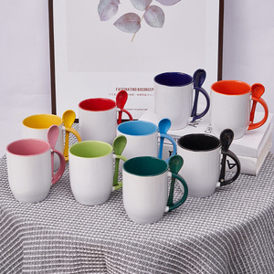 Custom Coffee <b>Mug</b> 11oz Sublimation <b>Ceramic</b> Inner Color <b>Mug</b> with Spoon - Product Image 5