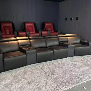 होम थिएटर के लिए आधुनिक वास्तविक चमड़े की पावर रिक्लियर सोफा बड़ी क्षमता निजी फिल्म रूम सीट होम सिनेमा फर्नीचर - Product Image 2