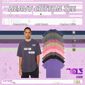 Custom Design 260gsm 100% Cotton Knitted Oversized Heavyweight Acid Wash <b>Men's</b> <b>T</b>-<b>Shirts</b> 2025 Summer Popular DTG Screen Print - Product Image 2