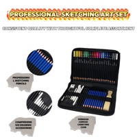 Kit complet de 50 crayons à dessin et à colorier avec étui à crayons et accessoires pour étudiants et artistes