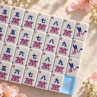 Jeu de tuiles de mahjong américain personnalisé, 3 couches, dos transparent bleu glace, design coloré d'oiseaux, de dragons et de bambous, tuiles de jeu de mahjong