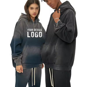 Sweat-shirt pour femme décontracté et tendance, délavé, lourd, ample, personnalisé, 360g, teinture par pulvérisation, dégradé de couleurs - Product Image 6