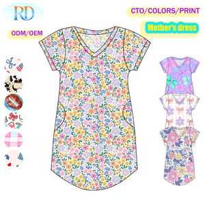 Ruidian Camicia da Notte Casual in Bambù per Donne, con Tasche e Scollo a V, Stampa Floreale Personalizzata, Vestito da Notte per Mamme - Product Image 2