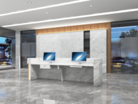 Bureau de travail extensible en plastique PETG, design moderne, imprimé en 3D sur mesure, bureau de réception de luxe, contemporain, pour hôtel, centre commercial