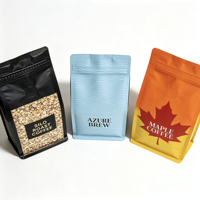 Sachet en plastique alimentaire à fond plat scellé sur huit côtés avec fermeture éclair et valve, idéal pour le thé, les grains de café, sachet Mylar spécial