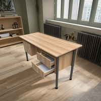 Bureau double moderne en métal pour enseignant, mobilier universitaire avec plateau en MDF pour école et bureau - Vente en gros