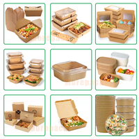 Récipients alimentaires à emporter jetables au micro-ondes Boîte à lunch en papier à emporter Emballage pour restaurant Boîte à salade kraft