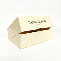 Boîte à gâteaux, biscuits, cookies et beignets pliante en carton beige haut de gamme, personnalisée, en matériaux recyclés, avec doublure en éponge portable et finition mate