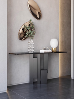 Table de console en métal de luxe léger et moderne avec plateau en dalle de roche pour couloir, maison, hôtel, mobilier nordique