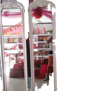 Framed Mirror <b>Arched</b> Wood <b>Frame</b> Glass Modern Design Freestanding Full Length Home Use - Product Image 1