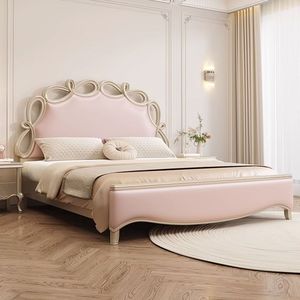 American Style Light Luxury Solid Wood <b>Bed</b> 1.8m <b>Double</b> Master Bedroom European Bow Princess High End French Trendy Upholstered - Product Image 1