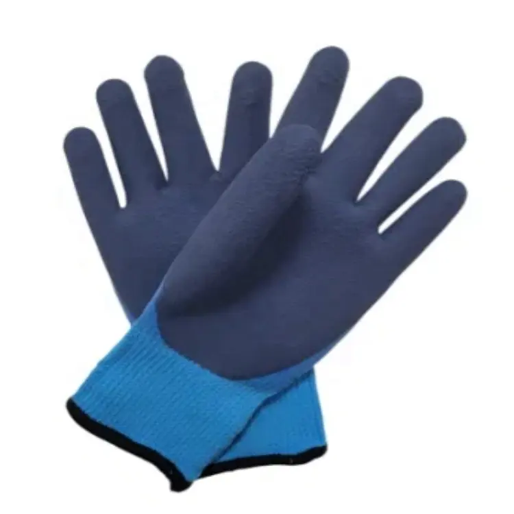 15G a maglia senza soluzione di continuità in lattice blu completamente doppio rivestimento di sicurezza guanti da lavoro guants enduits de lattice