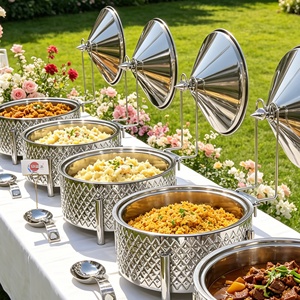 Plat de service sensationnel en argent à motif treillis, chauffe-plats de luxe pour traiteur, buffet, autres fournitures hôtelières, <span class=keywords><strong>gala</strong></span> - Product Image 1