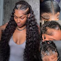 Pelucas Frontales de Encaje con Ondas de Agua, Cabello Humano Transparente, Pelucas Frontales de Encaje de Cabello Humano para Mujeres Negras, Cabello Humano Húmedo y Ondulado