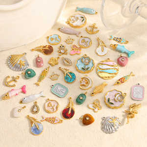 จี้เรซิ่นสแตนเลสสตีลสไตล์มหาสมุทร สำหรับทำเครื่องประดับ DIY จี้ห้อยคอแฟชั่นสำหรับทุกเพศ - Product Image 1