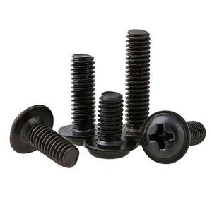 Black Pan Head <b>Screws</b> Metric Carbon Steel Class 8.8 Coarse Thread 10mm Cap Diameter - Product Image 4