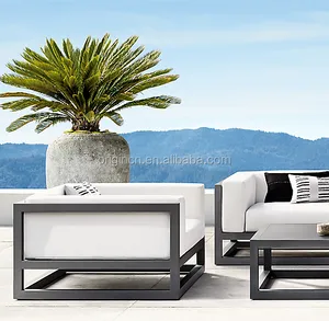 Luxury Furniture Crisp Cushions U-shaped Rustproof Tubular Metal Outdoor Aluminium Sofa Set