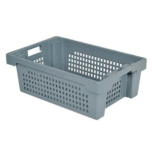 Drehstapelbehälter, Boden Geschlossen, Wände Durchbrochen, PE-HD, LxBxH 600x400x200 Mm, Grau - Product Image 1