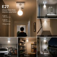 Portalámparas E27 de Baquelita con Sensor de Movimiento Infrarrojo, Adaptador de Enchufe LED, Garantía de 1 Año, Fácil Instalación, Iluminación Interior