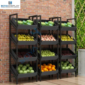 Customized New Arrive Design Popular Retail Stores Wholesale Vegetable and Fruit Display Stands Supermarket Rack Heavy Duty BOYA