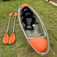Kayak transparent WOLANG de 11 pieds, trois places, avec siège en EVA, bateau confortable en PC transparent pour les stations balnéaires