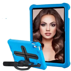 Rotating Handle Kickstand Tablet Case For iPad Air 5 2022 Air 4 10.9 Inch Silicone Soft TPU Hand Strap Slot Protective