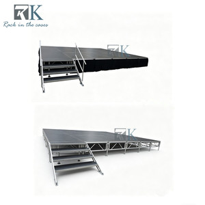 Black Non-slip <b>Stage</b> with Stairs Easy Install Performances Aluminum <b>Stage</b> - Product Image 1