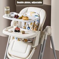 Chaise d'Alimentation Pliable pour Bébé, Chaise Haute Réglable 3 en 1 avec Roues