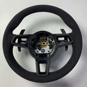 Volante Deportivo de Fibra de Carbono DOS con Cuero Beige para <span class=keywords><strong>Porsche</strong></span> Panamera, Macan, Cayenne, Taycan, 718 Cayman GT4 RS, 911 <span class=keywords><strong>Carrera</strong></span>, Targa 911 - Product Image 3