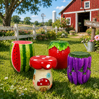 Tabouret de jardin MGO de 41 cm de haut en forme de pastèque, fraise ou champignon, siège décoratif d'extérieur pour patio, pelouse et jardin - Vente en gros