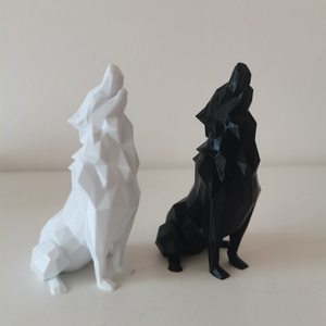 Modèle Loup hurlant, Version haut de gamme minimaliste, Sculpture animale de bureau imprimée en 3D, Art populaire, Recommandé pour la maternité - Product Image 3