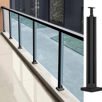 CBMmart Villa - Garde-corps moderne d'extérieur en acier inoxydable avec verre trempé feuilleté pour véranda, porche et escalier, avec poteaux métalliques
