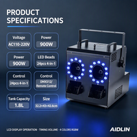 Machine à fumée et bulles LED double tête 900W 3-en-1 avec télécommande DMX512, effet de scène électrique pour mariage, fête, discothèque