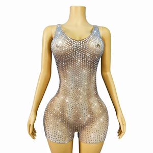 Robe de danse de scène pour femmes Novance avec strass, 100% polyester, maille pour spectacles de fête pour adultes - Product Image 1