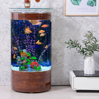 Aquarium Moderne Minimaliste Intelligent Semi-Circulaire pour Poissons Rouges, Bassin à Poissons en Verre de Taille Moyenne pour Salon