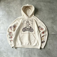 OUNA Fabricant de sweats à capuche personnalisés pour hommes, pull à capuche avec patch de moto brodé, streetwear vintage, vente en gros, polaire oversize