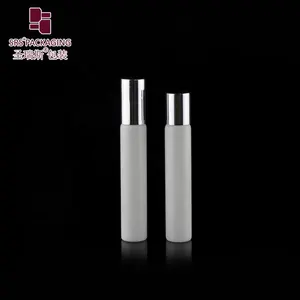 BLP15-8ML Empty Frosted White Glass Bottle Tube Glass for Perfume/Perfume Oil Shiny Silver Metal Lid Screw Cap No leakage Hot