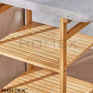 <span class=keywords><strong>Cesto</strong></span> per biancheria in bambù con ruote e asse <span class=keywords><strong>da</strong></span> stiro - Product Image 3