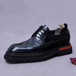 Heightening Brookes Decorative Large Leather <b>Boot</b> for Men - Genuine Leather Formal Casual Business British Trendy Thick-soled - Product Image 6