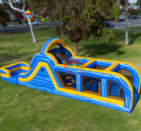 Parcours d'obstacles gonflable avec toboggan aquatique et château gonflable combiné Toboggan aquatique d'été pour enfants en plein air