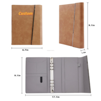 Carnets personnalisés à trois volets en cuir PU, reliure à feuilles mobiles A4/A5, reliure cousue, gravure au laser