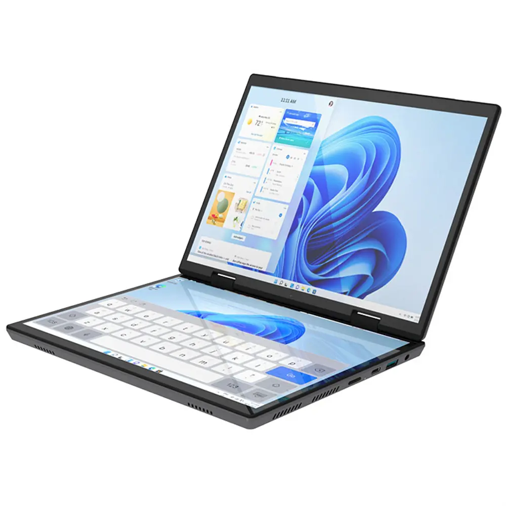 Hot Wholesale 2024 New ultrathin 10.5" +10.5 inch Dual Touch screen N95 32G 1TB Aluminum laptop for Home School Business office