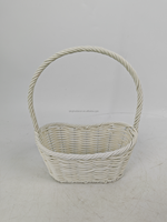 Panier en rotin PE fabriqué en usine, 21x12xH27cm, avec poignée, en forme de bateau, pour rangement et panier cadeau de fêtes, taille unique
