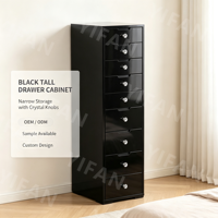 Commode sur pied YIFAN WOOD avec 9 tiroirs de rangement adaptée à la chambre à coucher salon noir
