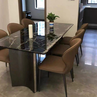 Table à manger contemporaine de nouvelle génération, modèle haut de gamme, pour la maison, le restaurant, l'appartement, avec plateau en marbre